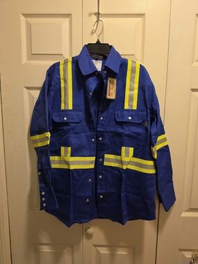 Hi-Vis Blue Work Shirt with Reflective Flame Resistant
